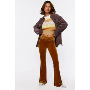 Forever 21 Velvet Mid Rise Flare Pants Brown Size S